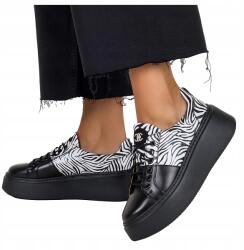 Casu Fűzött Sneakers Fekete Bőr Női Kényelmes Mintás Zebra Divatos R 40 (7072960000409)