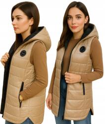  Női Pikézett Ujjatlan Mellény Őszi Kabát Könnyű Meleg S méret (BEZRĘKAWNIK, KAMIZELKA BEŻOWA)