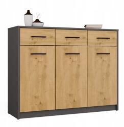 Topeshop Simplo 3D3S komód Antracit/Artisan tölgy Modern stílus és funkcionalitás (SIMPLO 3D3S ANT/ART)