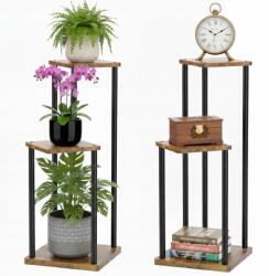 Botle Virágágyás fém fa 3 polcos állvány 78cm sarok növények virágok Loft könyvespolc (5904865742516)