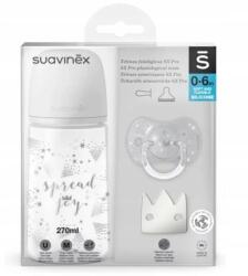 Suavinex Suavinex, 270 ml-es cumisüveg 0-6m cumi Csipesz Szürke korona (8426420077071)