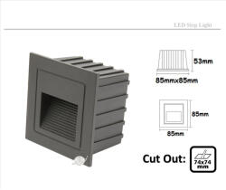 STEPLIGHT Fekete falba építhető lámpa STEPLIGHT-QJ-OD-2W-BK (STEPLIGHT-QJ-OD-2W-BK)