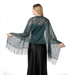  Csipkés menyasszonyi stóla rojtokkal, 185×65 cm, menyasszonyoknak, koszorúslányoknak és estélyi ruhákhoz