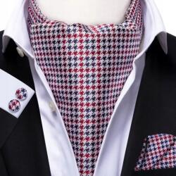  Selyem Fular Nyakkendő Ascot Jacquard Divatos Szett Fehér Sötétkék Bordó (ascot mucha krawat apaszka chusta czarny)