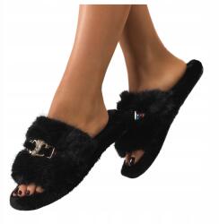 Casu Papucs Fekete Női Szőrmés Otthoni Cipő Öv Díszítéssel Kényelmes R 40/41 (7104100000403)