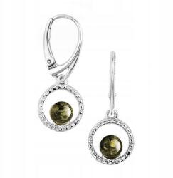  Ezüst Fülbevaló angol kapcsos zöld Borostyán Ezüst (CzarBursztynu 1f01)