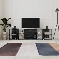 Houseland Tv állvány szett 2 lerakóasztal Houseland Echo retró szürke/fekete (Houseland-347)