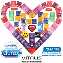 Pasante Luxus Maxi Csomag - 55 óvszer Durex, Pasante és Vitalis + síkosító + Rezgő gyűrű
