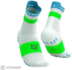 Compressport Pro Racing Socks v4.0 Run High zokni, white/norse blue/neon green (T3 (EU 42-44))