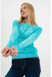 BUDMIL Női vékony kötött pulóver türkiz rövid fazon M 20050838-002261-0399 (5996408902143)
