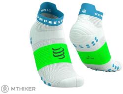 Compressport Pro Racing Socks v4.0 Run Low zokni, white/norse blue/neon green (T4 (EU 45-48))