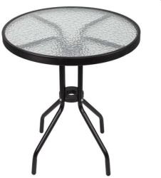 SPRINGOS kerek üveg kerti Asztal 60x70cm - Fekete (SPRI-GF1010)