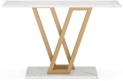  Nappali/Hálószoba asztal, Blackswan Design V láb, fehér/arany márvány utánzat, 110x30x80 cm (DR62WG3BM)