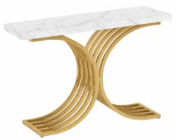  Nappali/Előszoba Dekorasztal, Blackswan Design Model Marbella, fehér/arany, márvány utánzat, 105x30x80 cm (D6SYKW3BM)