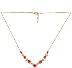  Arannyal Bevont Ezüst Nyaklánc Etiópiai Vörös Opállal és Fehér Topázzal, Y62704