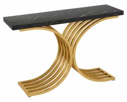  Nappali/Előszoba Dekorációs Asztal, Blackswan Design Model Marbella, fekete/arany, márvány utánzat, 105x30x80 cm (DDZFNW3BM)