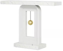  Nappali/Hálószoba Dekorációs Asztal, Fehér Inga Modell, Márvány Utánzat, 100 cm (D96JCH3BM)