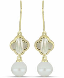  Arannyal Bevont Ezüst Fülbevaló Gyöngyházzal és Fehér Édesvízi Kagylógyönggyel, Y62737