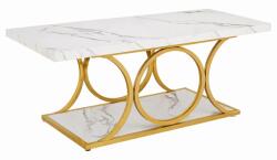  Nappali/Étkező/Irodaasztal, Blackswan Design/Ronda modell, fehér/fényes arany, márvány utánzat, 118x56, 5x48 cm (D6M3KW3BM)