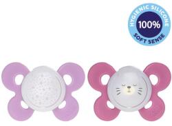 Chicco suzetă Physio Comfort silicon de noapte fată - stele / ursuleț de pluș 2 buc, 16-36 m + (AGS74935.41A)