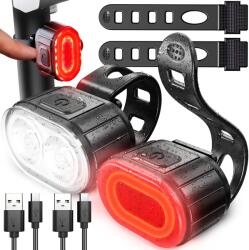 Retoo Set Lumini Bicicleta LED RETOO TravelMate, USB, Diode LH351B, IPX4, Instalare Instantanee, 3 Moduri de Iluminare, 2x Cablu de Incarcare Inclus, Timp de Lucru 3-12 Ore, Negru (ER1030)