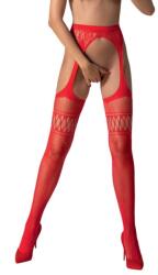 Passion harisnya, S026, kivágásokkal, piros, virágmintás, S/L