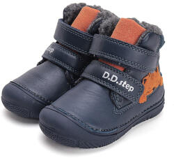 D. D. STEP Ghete imblanite băieți, cu velcro, albastru cu pisicute, 20/31 albastru (1420BB)