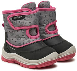 GEOX Cizme fete, căptușite impermeabile, velcro, gri/roz, 20/27 negru/fucsia (1410E1)