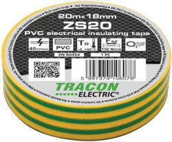 TRACON Tracon ZS20 (10db/csomag), szigetelőszalag, zöld-sárga, 20 m x 18 mm, PVC, 0-90°C Tracon (ZS20) (ZS20)