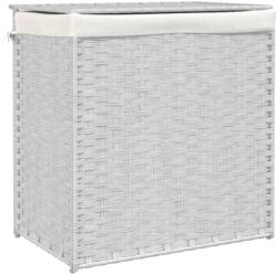 vidaXL fehér polyrattan szennyeskosár 2 rekesszel 53x33x57 cm (372038) (372038)