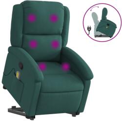 vidaXL sötétzöld szövet dönthető masszázs- és állófotel (3204182) (3204182)