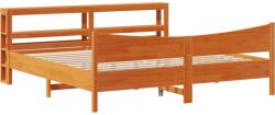 vidaXL viaszbarna tömör fenyőfa ágykeret fejtámlával 200 x 200 cm (3306293) (3306293)