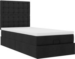 vidaXL Ottomán ágykeret matraccal fekete 90x190cm szövet (3313287) (3313287)