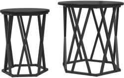 vidaXL Oldalsó Asztalok 2 db Fekete Tölgy Méhsejt Fa (868261) (868261)