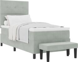 vidaXL Ágykeret Matrac és Pad Világosszürke 100x200 cm Bársony (3344492) (3344492)