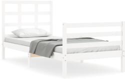 vidaXL fehér tömör fa ágykeret fejtámlával Small Single (3193947) (3193947)