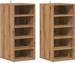 vidaXL 2 db kézműves tölgy színű szerelt fa cipőszekrény 32x35x70 cm (856713) (856713)