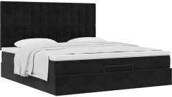 vidaXL Ottomán ágykeret matracokkal fekete 180x200cm bársony (3313633) (3313633)