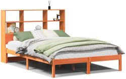 vidaXL barna tömör fenyőfa könyvespolcos ágy matrac nélkül 135 x 190cm (3321600) (3321600)