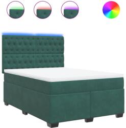 vidaXL sötétzöld bársony rugós ágy matraccal 140x200 cm (3293239) (3293239)