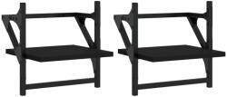 vidaXL 2 db fekete falipolc rúddal 30 x 25 x 30 cm (836233) (836233)
