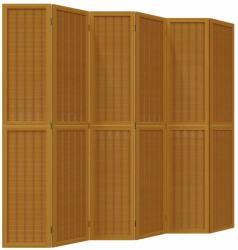 vidaXL 6 paneles barna tömör császárfa térelválasztó (358827) (358827)