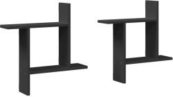 vidaXL 2 db fekete szerelt fa fali polc 50 x 12 x 50 cm (853255) (853255)