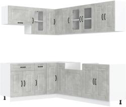 vidaXL 11 részes konyhai szekrény szett Kalmar betonszürke műszaki fa (3314885) (3314885)