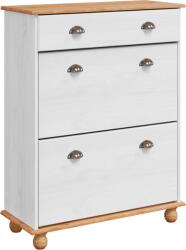 vidaXL cipőszekrény ASKIM Fehér 85x35x108 cm tömör fenyőből (4105438) (4105438)