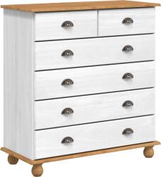 vidaXL Fiókos Szekrény "ASKIM" Fehér 91x40x95, 5 cm Tömör Fenyőből (4105420) (4105420)