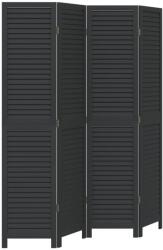 vidaXL 4 paneles fekete tömör császárfa térelválasztó (358850) (358850)