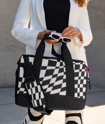 Reisenthel ALLROUNDER M fekete-fehér absztrakt mintás közepes utazótáska MS7066 - taskaweb