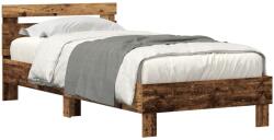 vidaXL Ágykeret LED lámpákkal Régi fa 75x190 cm Mérnöki fa (863815) (863815)