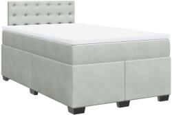 vidaXL világosszürke bársony rugós ágy matraccal 120 x 190 cm (3286270) (3286270)